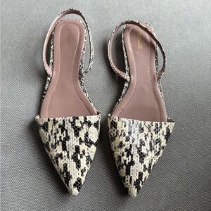 Diane Von Furstenburg Snakeskin Pattern Women's Slingback Flats